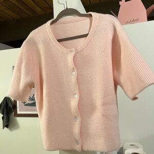 Pink Button-Up Cardigan